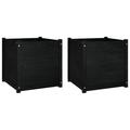 vidaXL Garden Planters 2 pcs Black 23.6 x23.6 x23.6 Solid Wood Pine