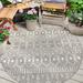 Well Woven Medusa Nord Modern Moroccan Light Grey 5 3 Round Indoor/Outdoor Flat-Weave Rug