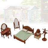 TITOUMI Miniature Dollhouse Furniture Set 1:12 Scale Dresser Bed Mirror Bedroom Play
