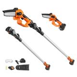 BENTISM 2-in-1 Cordless Pole Saw & Mini Chainsaw 20V 2Ah Battery Pole Chainsaw 5 Cutting Capacity 8 ft Reach Pole Saw for Branch Cutting & Tree Trimming (Battery and Blade Cover Included)