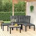 Dcenta 5 Piece Outdoor Patio Furniture Set Sectional Sofa Set with Dark Gray Seat and Back Cushions Black Poly Rattan Conversation Set for Garden Deck Poolside Backyard