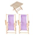 Dollhouse mini beach chair 3 Pcs Dollhouse Miniature Beach Chairs Mini Lounge Chair Foldable Table Ornament