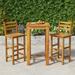 Anself 3 Piece Outdoor Dining Set Acacia Wood Bar Table and 2 Stool Chairs Wooden Patio Bistro Set for Garden Terrace Yard Balcony Poolside Furniture