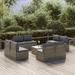 Htovila 9 Piece Patio Set with Cushions Gray Poly Rattan