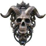 Horned Skull Hanging Door Knocker-Heavy Duty Gothic Doorknocker-Perfect Decorat