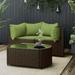 Anself 3 Piece Patio Set with Cushions Brown Poly Rattan