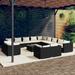 Anself 14 Piece Patio Set with Cushions Black Poly Rattan