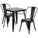 Flash Furniture 23.75-inch Square 3-piece Metal Indoor/ Outdoor Dining Set Black