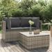 Andoer 3 Piece Patio Set with Cushions Gray Poly Rattan