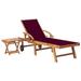 Andoer Sun Lounger with Table and Cushion Solid Teak Wood