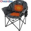 Docred Heated Camping Chair w/Lumbar Support Adults Padded Portable Camping Chair Outdoor Heated Chair Carry Bag Black/Gray