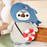 Backpack Penguin Cross-Dressing Dinosaur Sunflower Kawaii Baby Stuffed Penguin Small Penguin Plush Tiny Penguin Animal Mini Little Penguin Plush Toy 10 Gifts for Kids or Girlfriends