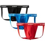 Papi Men s Premium Performance 3-Pack Jockstrap Athletic Supporter Breathable Male Workout Underwear Red/Black/Blue Small