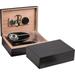 HTYSUPPLY Davenport Ebony Wood Cigar Humidor Set - Includes Hygrometer Humidifier Stainless Steel Scissors Travel Case and Ashtray