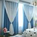 Wiueurtly Curtains With Valance For Double Window Curtains & Window Treatments Starry Sky Sheer Curtain Tulle Window Treatment Voile Drape Valance Double-deck