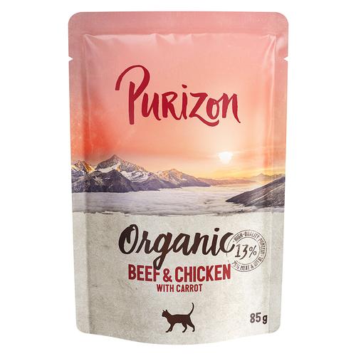 6x 85g Organic Rind und Huhn mit Karotte Purizon Katzenfutter nass