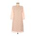 Jessica Howard Casual Dress - A-Line High Neck 3/4 sleeves: Tan Print Dresses - Women's Size 8