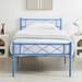 Ebern Designs Baukea Bed Metal in Blue | 35 H x 40 W x 78 D in | Wayfair 259DAC2ACF6A4CED9C406CEF569BEA29