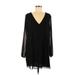 BCBGeneration Casual Dress - Mini Plunge Long sleeves: Black Solid Dresses - Women's Size Medium
