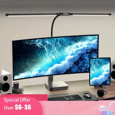 Double Head LED Desk Lamps Led Computer Monitor Light Stepless Dimmable USB Table Lamp for Office Study Reading Lighting Fixture