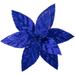 10" Royal Blue Glittered Poinsettia Christmas Floral Pick Clip-On Ornament