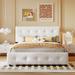 Queen Upholstered Bed Frame with 4 Drawers, Linen Fabric Platform Storage Bed with Classic Headboard and Wooden Slats Support