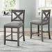 Farmhouse 5 Pieces Wooden Counter Height Dining Set with Rectangular Dining Table w/Shelf & Upholstered Chairs w/Nailhead