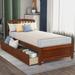 Stylish and Functional Twin-Sized Wooden Bed Frame with Extra-Large Storage Drawers Save Space - Twin Size
