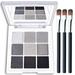 BliBling 9 Colors Black Smokey Eyeshadow Palette Cool Toned Matte Glitter Eye Shadow Palette Makeup Long Lasting Waterproof Eyeshadow Palette for Girls and Women (silver)