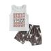 Peyakidsaa Infant Boys Summer Clothes Outfits Letter Cow Print Sleeveless Tank Tops and Elastic Waist Shorts 2Pcs Suit