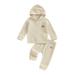 Baby Girl Boy Fall 2Pcs Outfits waffle Long Sleeve Rainbow Embroidery Hoodie Sweatshirt and Pants Tracksuit Set