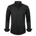 J.Ver Boy s Dress Shirts Solid Long Sleeve Stretch Wrinkle-Free Shirt Regular Fit Casual Button Down Shirts Black