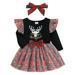 Baby Infant Christmas Dress With Headband 2-Piece Set Fashion Comfortable Lace Ruffle Design Baby Girls Fashion Dresses
