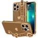 for iPhone 13 Pro Case Cute Love-Heart Plating Wristband Phone Cover for Women Girls Bling Soft Silicone Camera Lens Protection Bumper Shockproof Phone Case for iPhone 13 Pro (6.1 ) - Brown