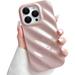 Compatible with iPhone 14 Pro Max Phone Case Luxury 3D Water Ripple Shape Pattern Camera Lens Protection Shockproof Soft TPU Case for Women Girls Slim Phone Case (Light Pink)