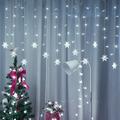 Rosnek LED Snowflake Curtain String Lights 12ft/3.5M 96LED Memory 8 Modes Flashing Window Hanging Lights Waterproof Xmas Fairy Light Outdoor Party Home Decor