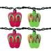 Keystone Set of 10 Pink and Green Beach Party Sandal Patio Novelty Lights - 6.5 ft Green Wire