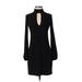 White House Black Market Cocktail Dress - Sheath Mock Long sleeves: Black Print Dresses - Women's Size 0