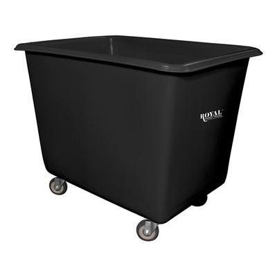 Royal Basket Trucks 20 Cu. Ft. Black Poly Truck with Steel Base and 2 Rigid / 2 Swivel Casters R16-BKX-PGC-4UNN