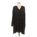 Zara Casual Dress - Shift V Neck Long sleeves: Black Dresses - Women's Size X-Small