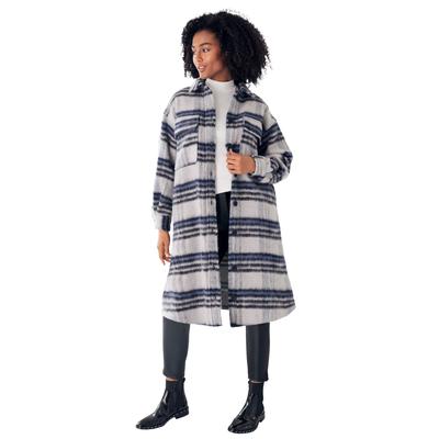 Plus Size Women's Wool Blend Long Shirt Jacket by ...