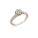 Enchanted Disney Fine Jewelry 14K White Gold and Rose Gold 1/3 Cttw Diamond Belle Rose Composite Bridal Ring, Metal, Diamond