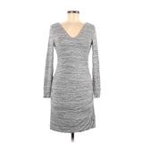 Banana Republic Casual Dress - Sweater Dress V-Neck Long Sleeve: Gray Marled Dresses - Women's Size Medium Petite