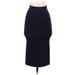 Michael Kors Collection Wool Midi Skirt Midi: Blue Print Bottoms - Women's Size X-Small