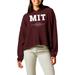 Women's League Collegiate Wear Maroon MIT Engineers Waffle Oversized Long Sleeve Hoodie T-Shirt