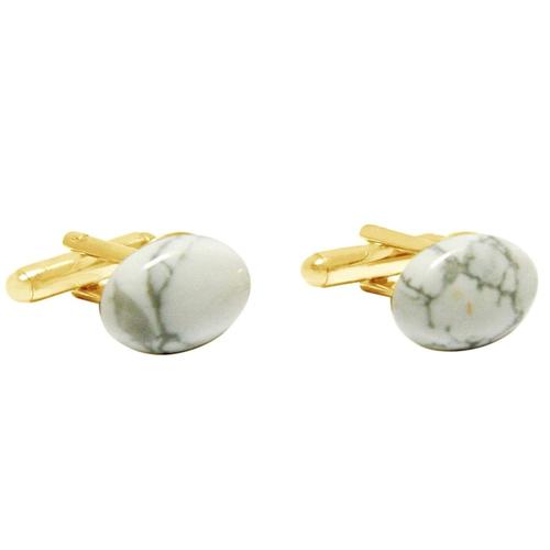 Gemshine – Manschettenknöpfe ‚Howlit‘ Herrenschmuck Weiss