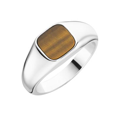 Giorgio Martello Milano - Ring Siegelring mit Tigerauge, Silber 925 Ringe 1 ct Braun Herren Image