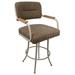 Winston Porter Swivel Counter Bar Stool - M-114 - Checkered - Beige Natural Upholstered/ in Black/Brown/Yellow | 44 H x 22.5 W x 23.5 D in | Wayfair