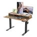 Inbox Zero Willford Height Adjustable Electric Standing Desk Sit Stand Desk w/ Dual Drawers & 2 Storage Hooks Wood/Metal in Black/Brown | Wayfair