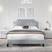 Lark Manor™ Aoiffe Tufted Bed w/ Adjustable Headboard Upholstered/Linen in Gray | 46.5 H x 62 W x 85 D in | Wayfair